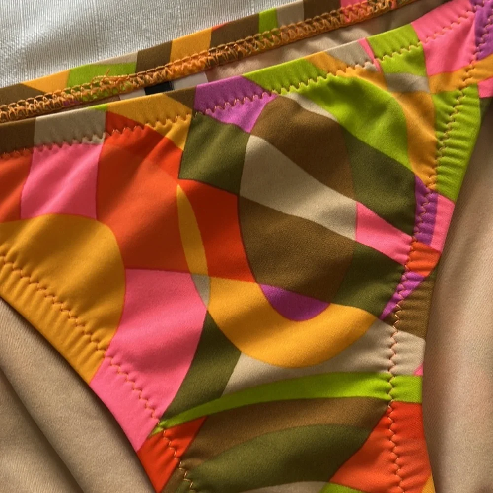 J. Crew Shattered Swirl triangle bikini bright multicolored swimsuit Size XS